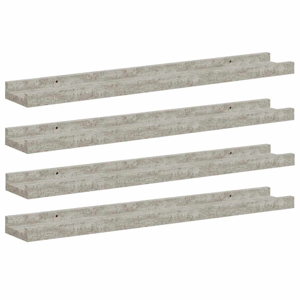 4 db betonszürke fali polc 60 x 9 x 3 cm