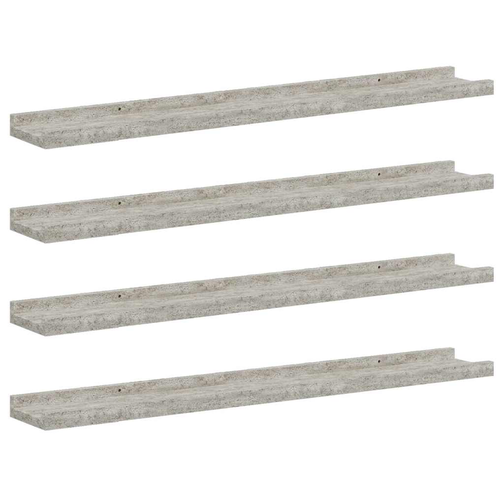 4 db betonszürke fali polc 80 x 9 x 3 cm