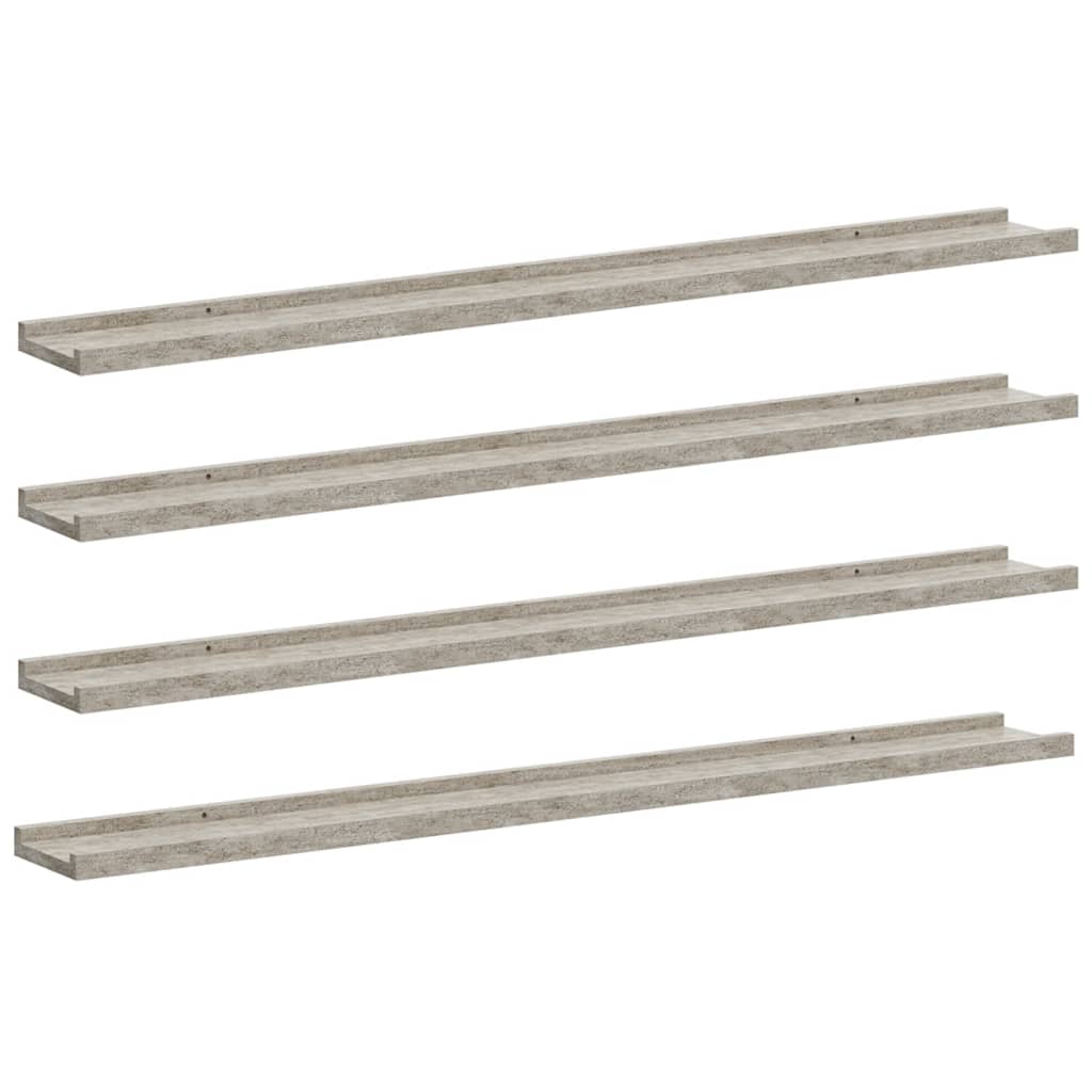 4 db betonszürke fali polc 100 x 9 x 3 cm