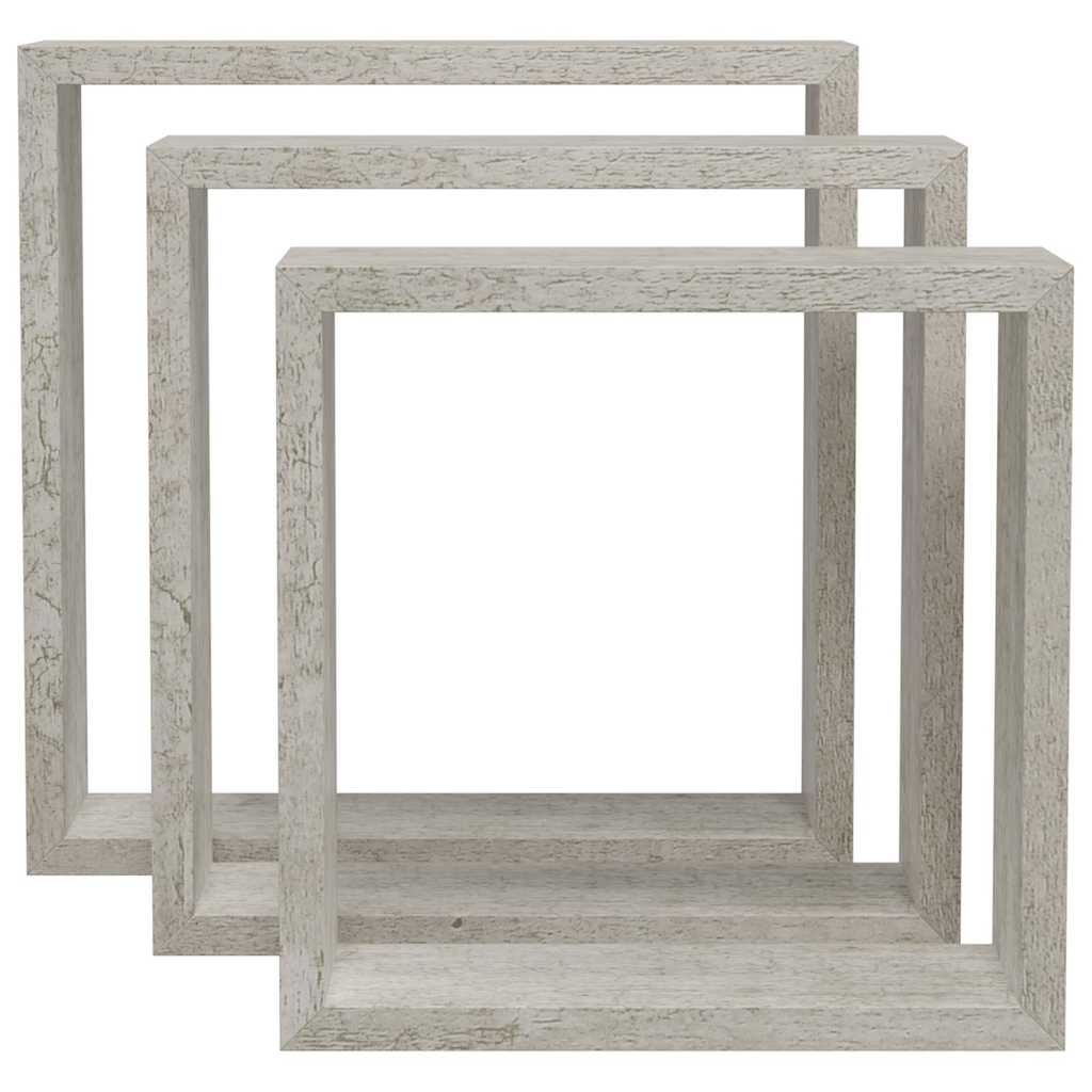 3 db betonszürke fali kockapolc