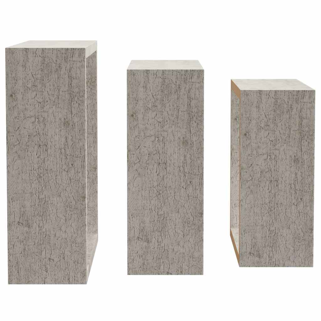 3 db betonszürke fali kockapolc