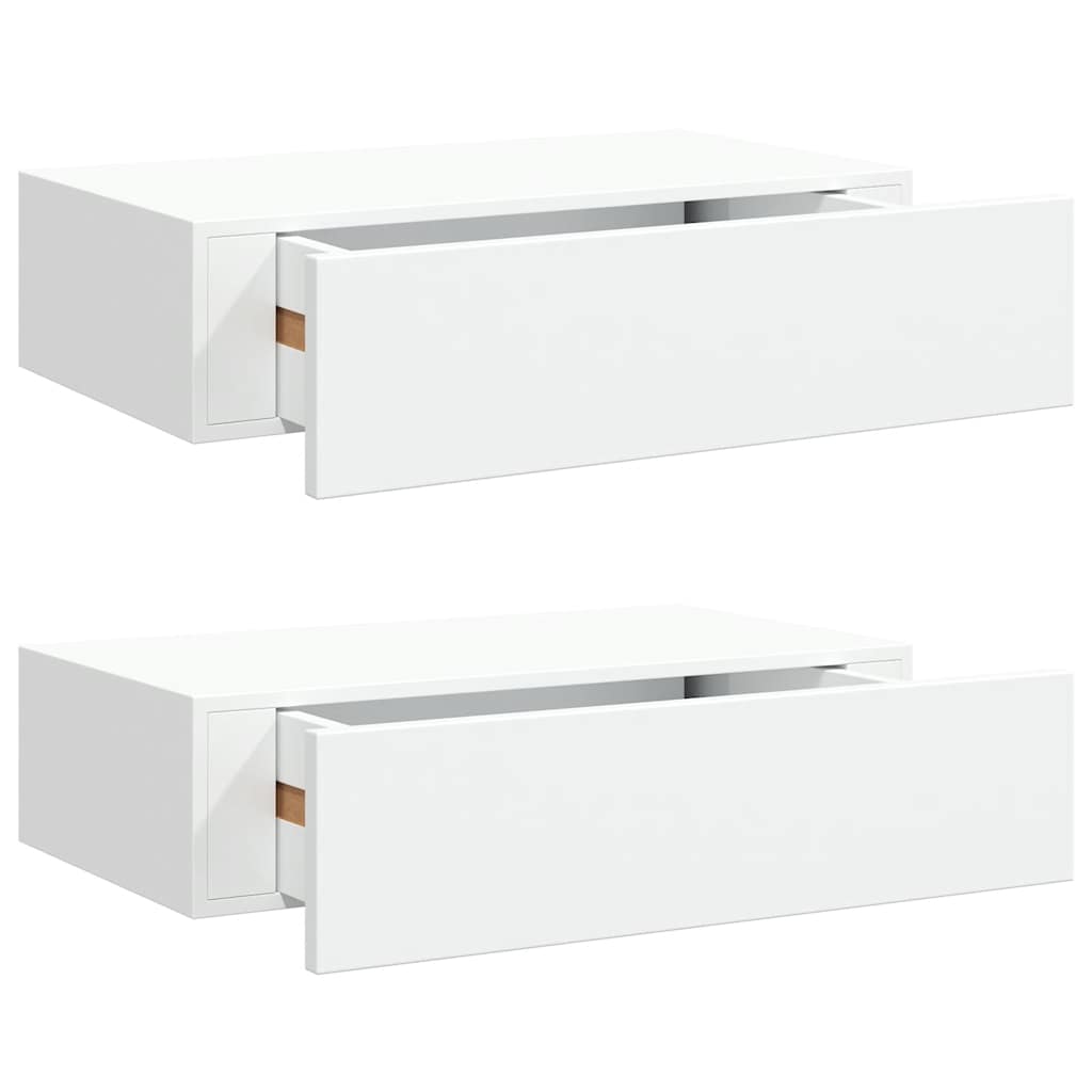 2 db fehér MDF falra szerelhető fiókos polc 40 x 23,5 x 10 cm