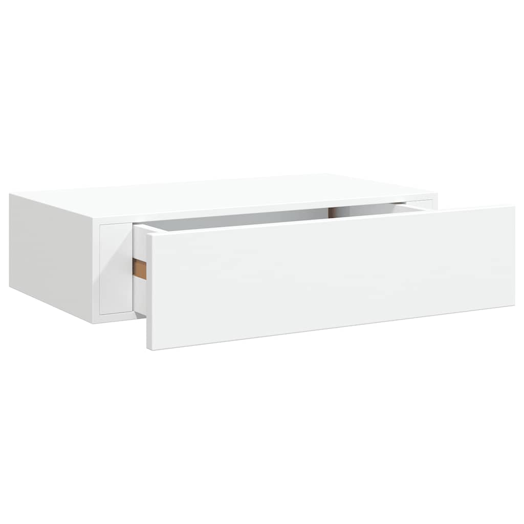 2 db fehér MDF falra szerelhető fiókos polc 40 x 23,5 x 10 cm