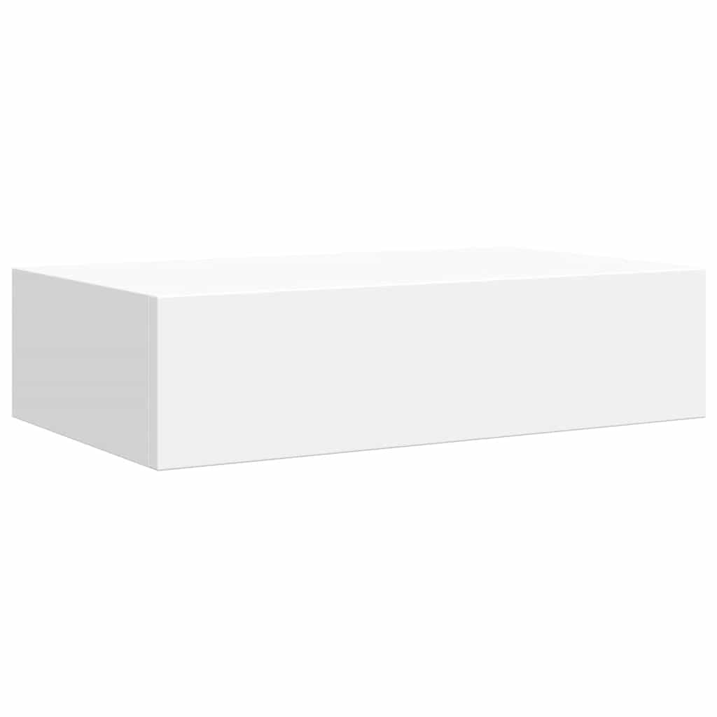 2 db fehér MDF falra szerelhető fiókos polc 40 x 23,5 x 10 cm