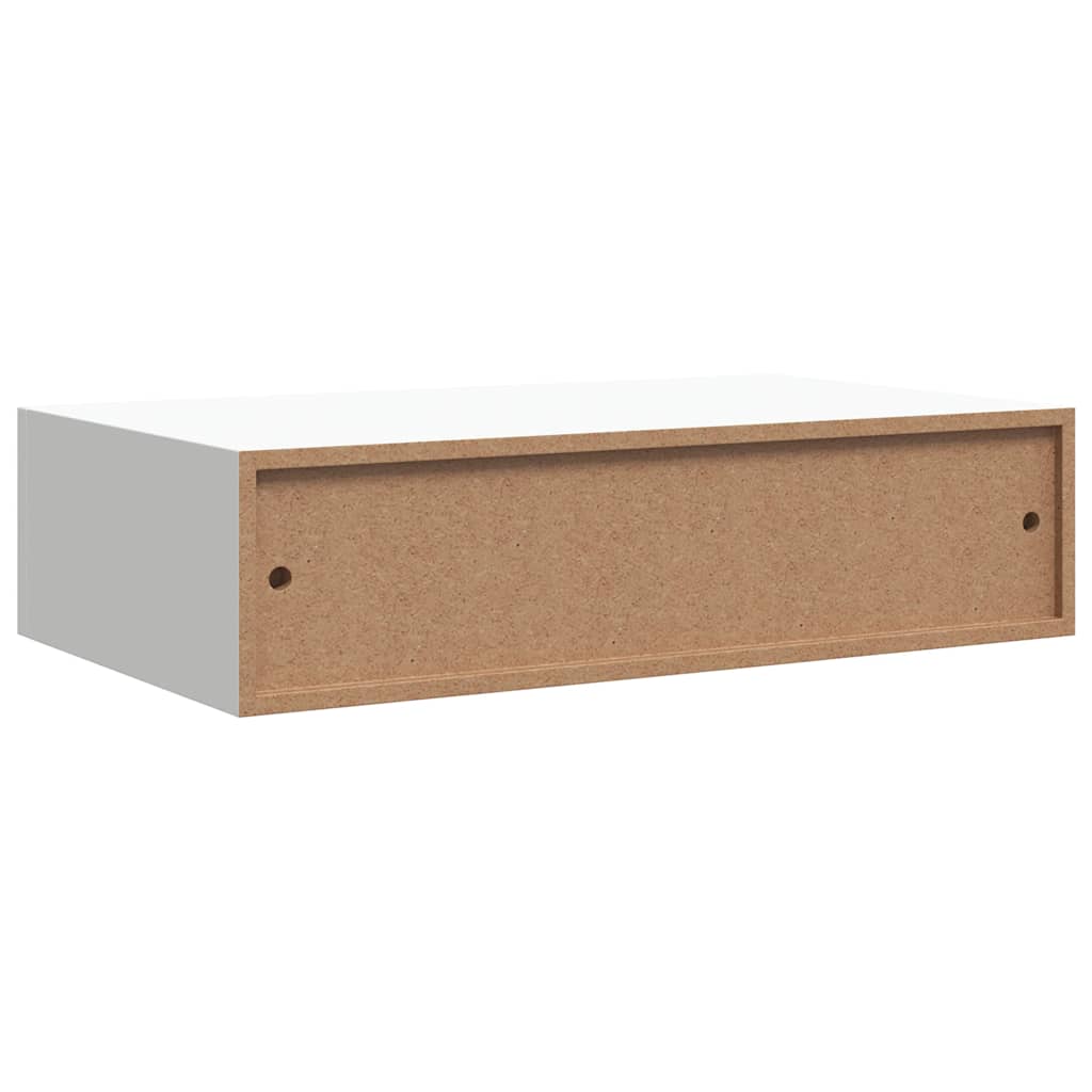 2 db fehér MDF falra szerelhető fiókos polc 40 x 23,5 x 10 cm