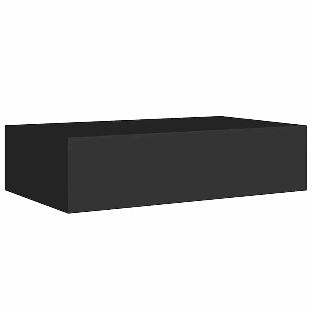 fekete falra szerelhető fiókos polc 40 x 23,5 x 10 cm