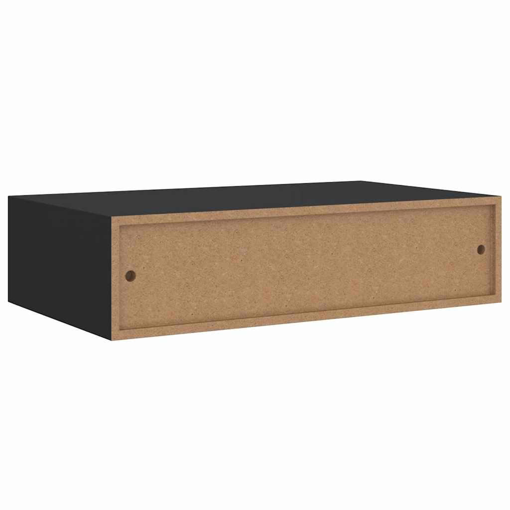 fekete falra szerelhető fiókos polc 40 x 23,5 x 10 cm