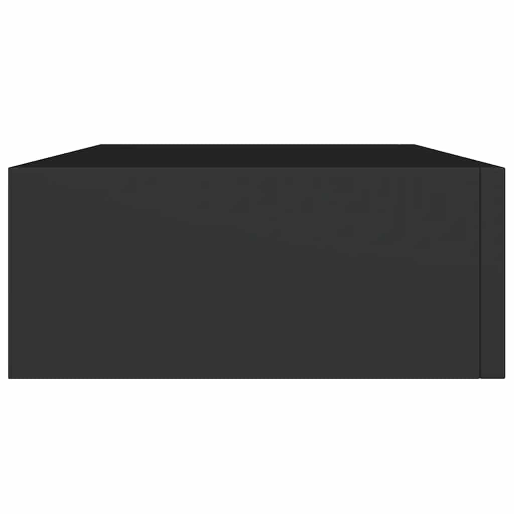 2 db fekete MDF falra szerelhető fiókos polc 40 x 23,5 x 10 cm