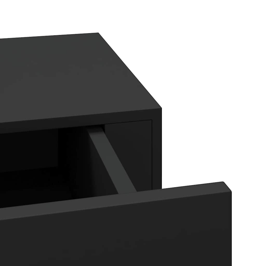 2 db fekete MDF falra szerelhető fiókos polc 40 x 23,5 x 10 cm