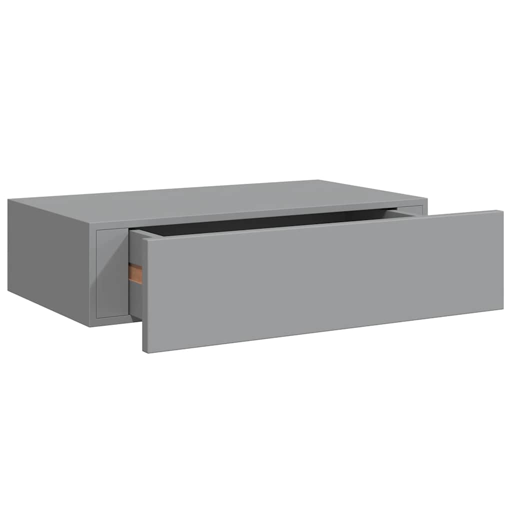 2 db szürke MDF falra szerelhető fiókos polc 40 x 23,5 x 10 cm