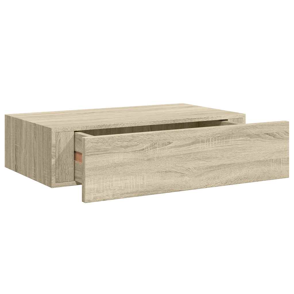 tölgyszínű MDF falra szerelhető fiókos polc 40 x 23,5 x 10 cm