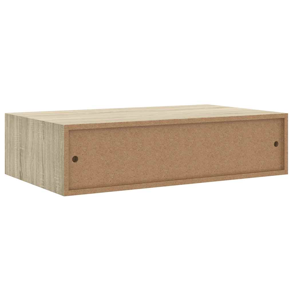 tölgyszínű MDF falra szerelhető fiókos polc 40 x 23,5 x 10 cm