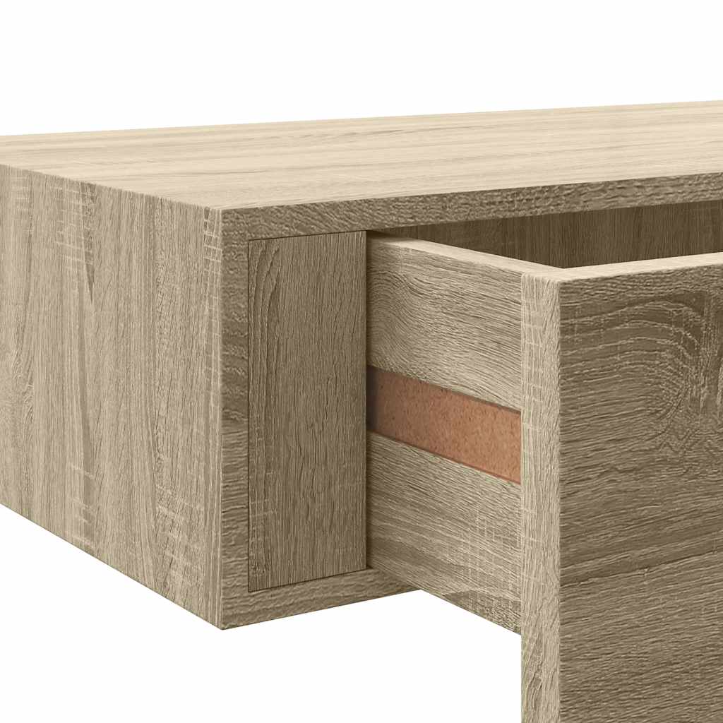2 db tölgyszínű MDF falra szerelhető fiókos polc 40x23,5x10 cm
