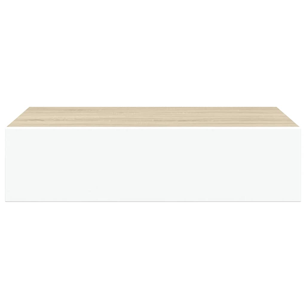 falra szerelhető fiókos polc tölgyfa és fehér színben 40 x 23,5 x 10 cm MDF
