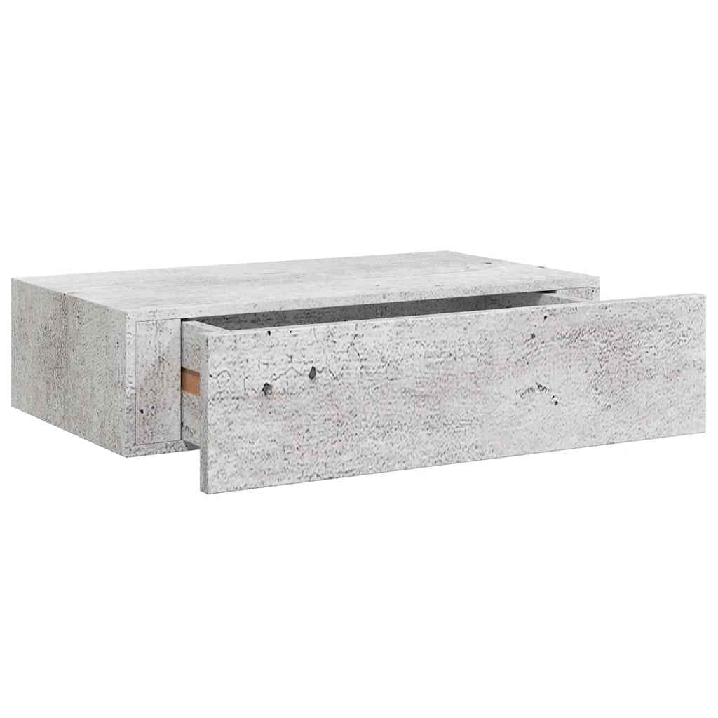 betonszürke MDF falra szerelhető fiókos polc 40 x 23,5 x 10 cm