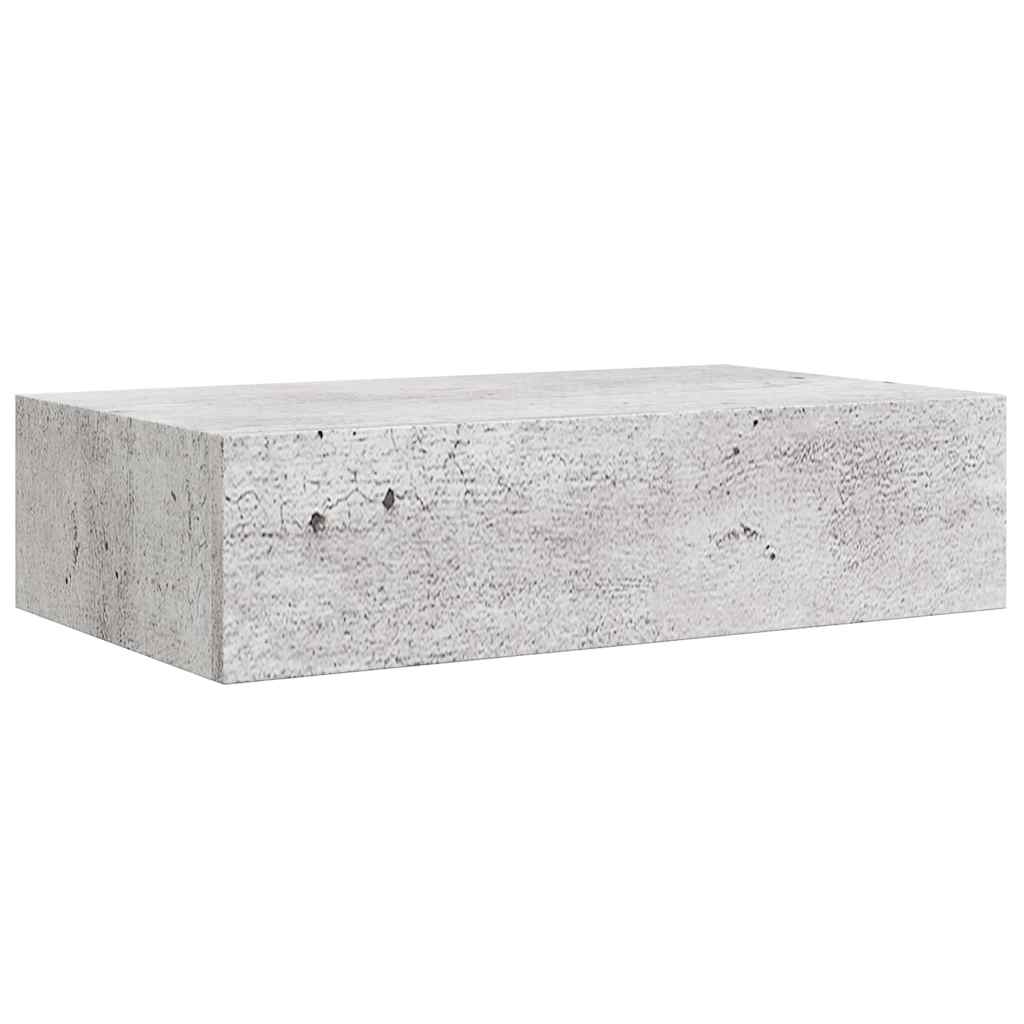 betonszürke MDF falra szerelhető fiókos polc 40 x 23,5 x 10 cm