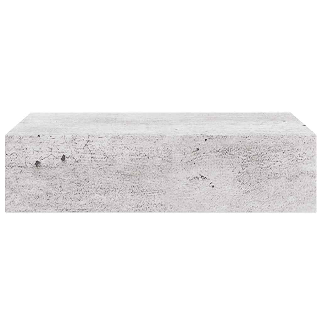 betonszürke MDF falra szerelhető fiókos polc 40 x 23,5 x 10 cm