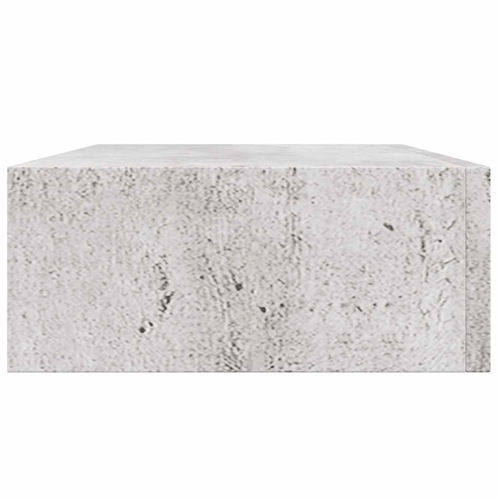 betonszürke MDF falra szerelhető fiókos polc 40 x 23,5 x 10 cm