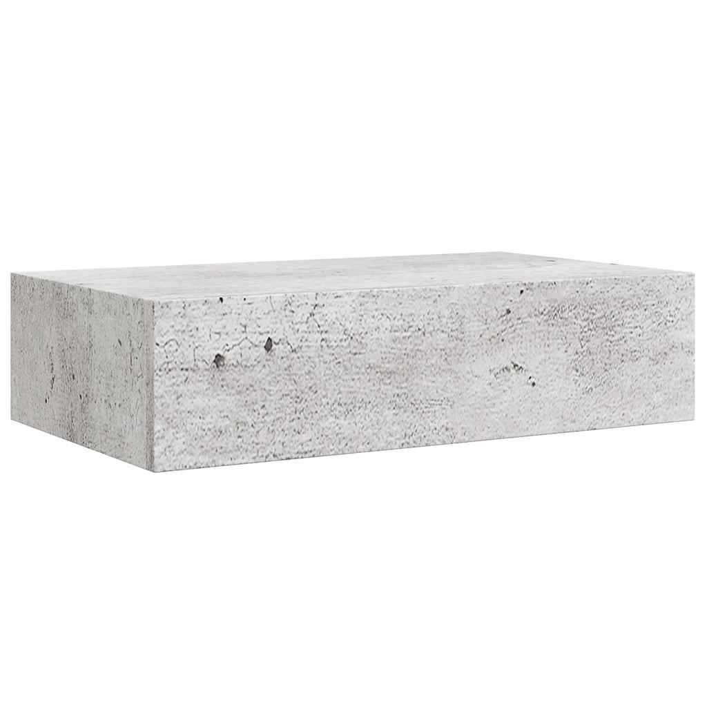 2 db betonszürke MDF falra szerelhető fiókos polc 40x23,5x10 cm