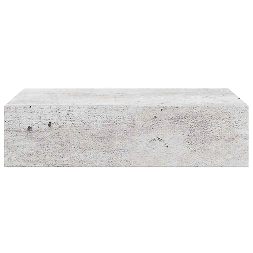 2 db betonszürke MDF falra szerelhető fiókos polc 40x23,5x10 cm