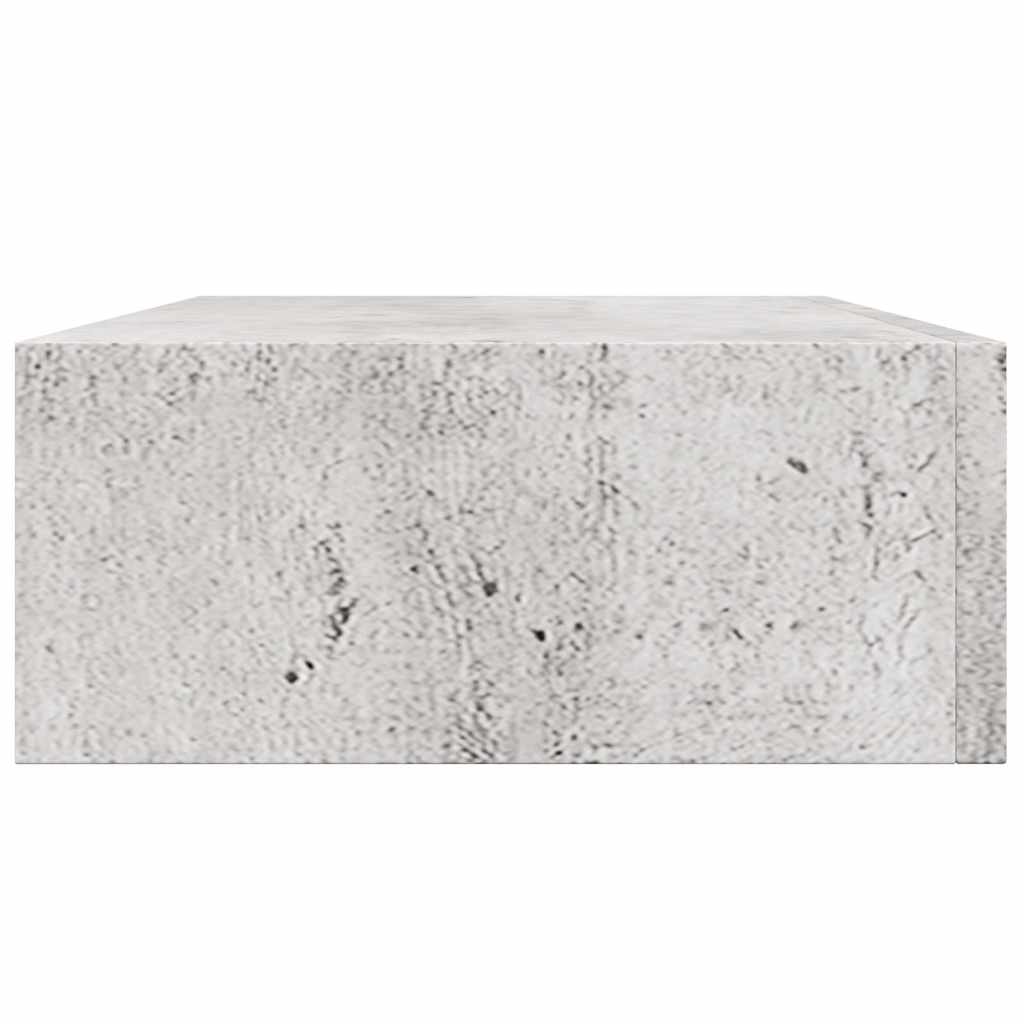 2 db betonszürke MDF falra szerelhető fiókos polc 40x23,5x10 cm