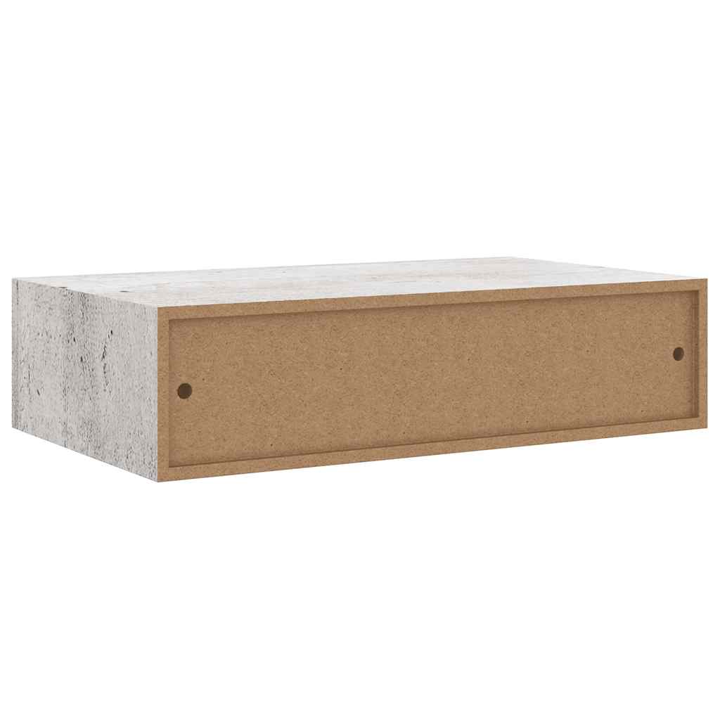 2 db betonszürke MDF falra szerelhető fiókos polc 40x23,5x10 cm