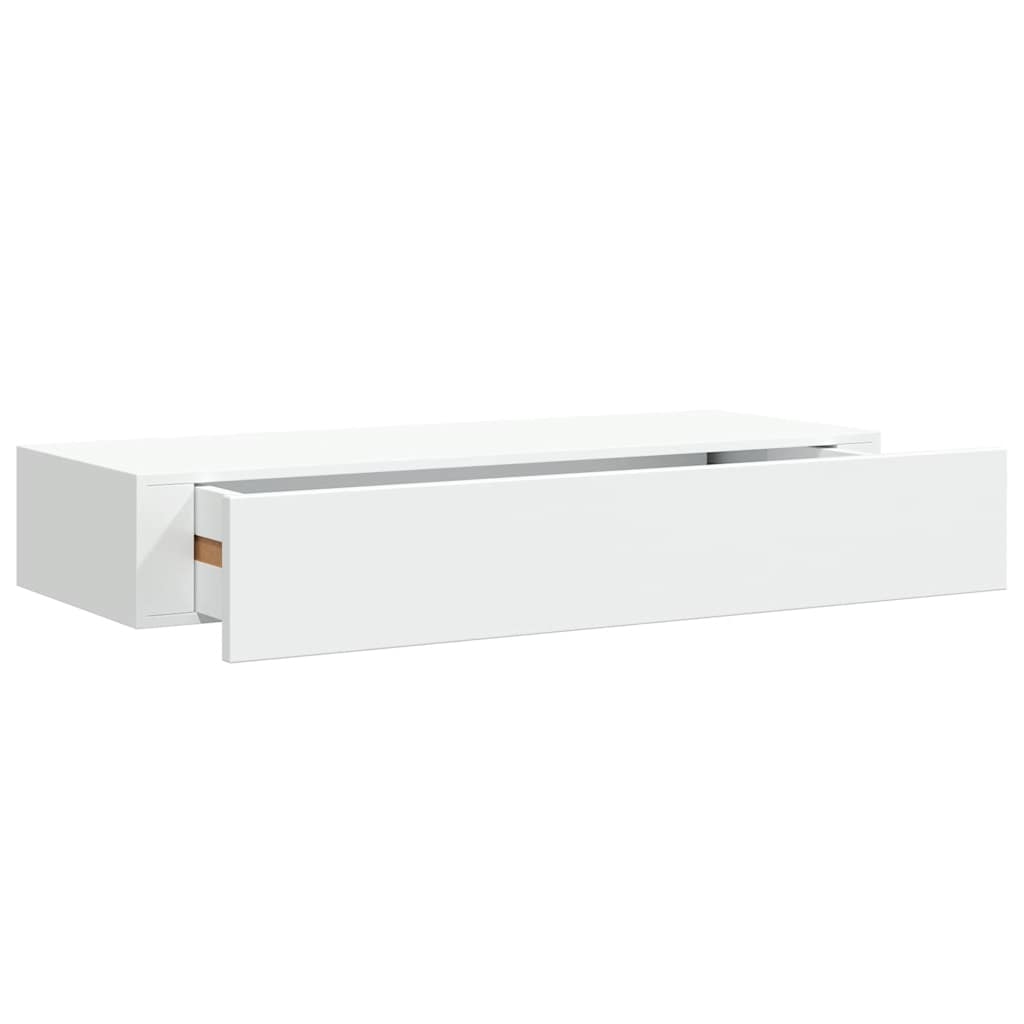 fehér MDF falra szerelhető fiókos polc 60 x 23,5 x 10 cm