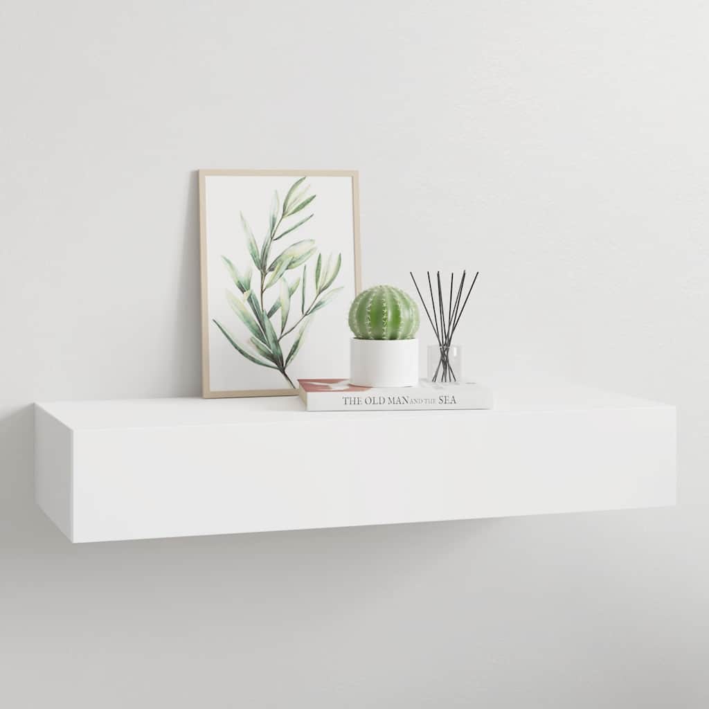 fehér MDF falra szerelhető fiókos polc 60 x 23,5 x 10 cm