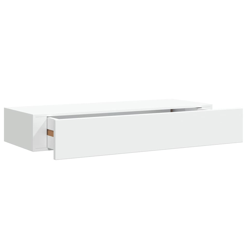 2 db fehér MDF falra szerelhető fiókos polc 60 x 23,5 x 10 cm