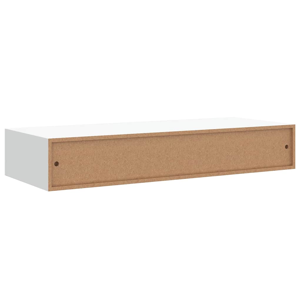 2 db fehér MDF falra szerelhető fiókos polc 60 x 23,5 x 10 cm