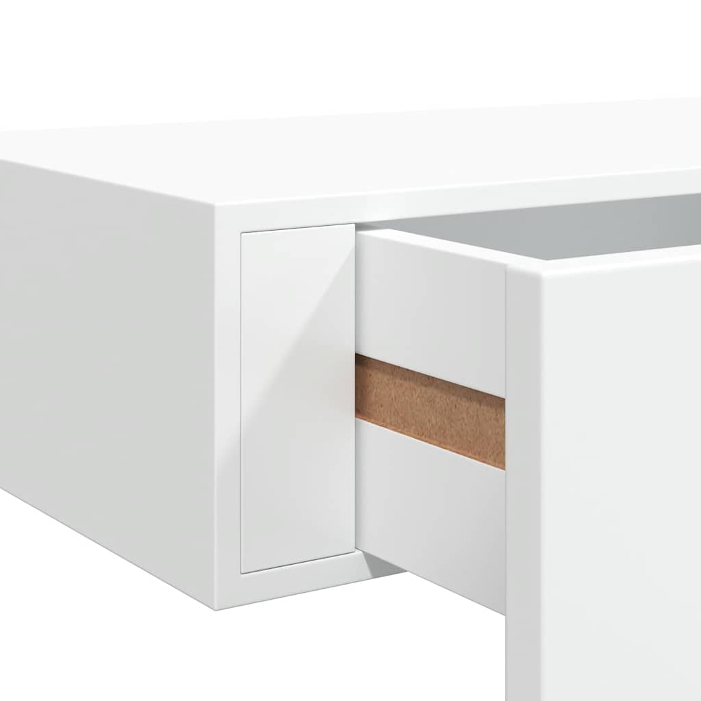 2 db fehér MDF falra szerelhető fiókos polc 60 x 23,5 x 10 cm