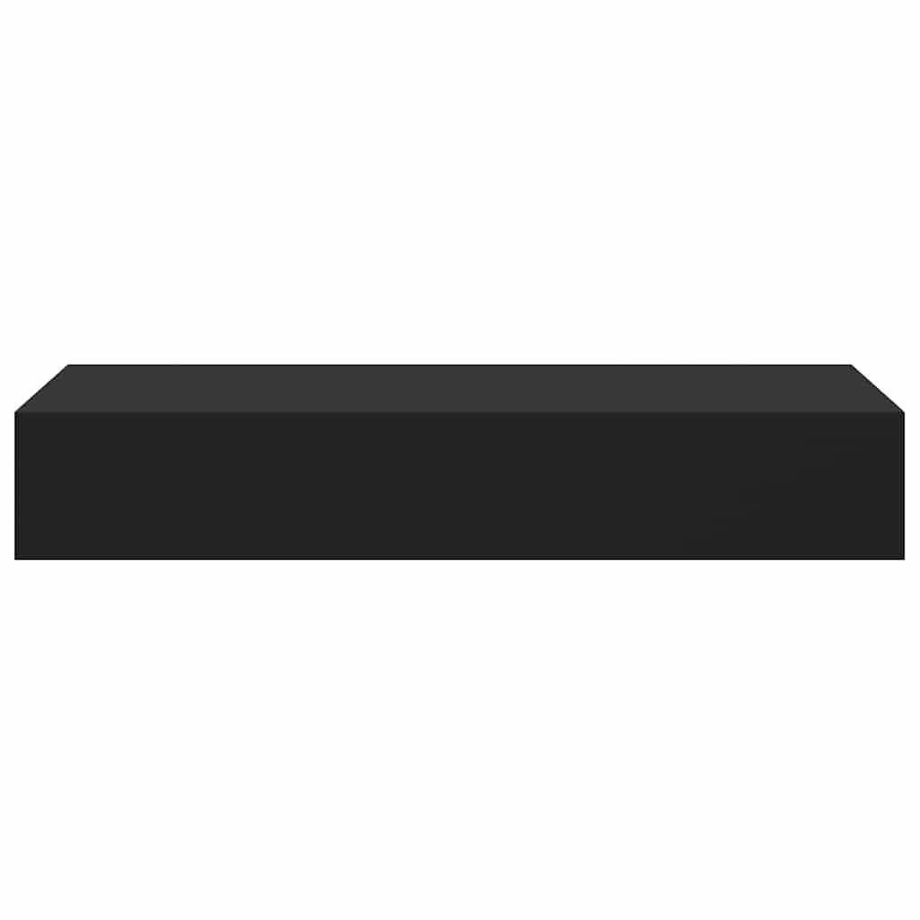 2 db fekete MDF falra szerelhető fiókos polc 60 x 23,5 x 10 cm