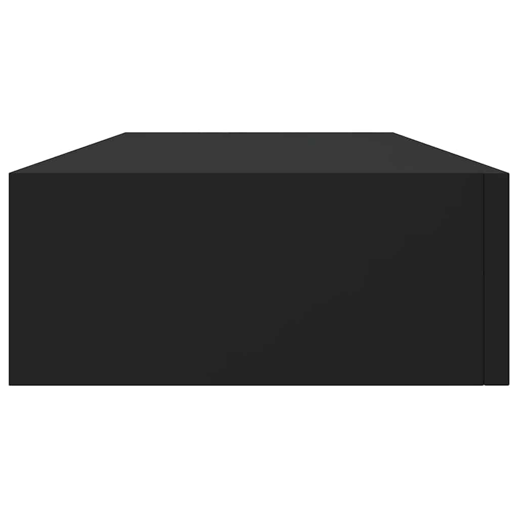 2 db fekete MDF falra szerelhető fiókos polc 60 x 23,5 x 10 cm