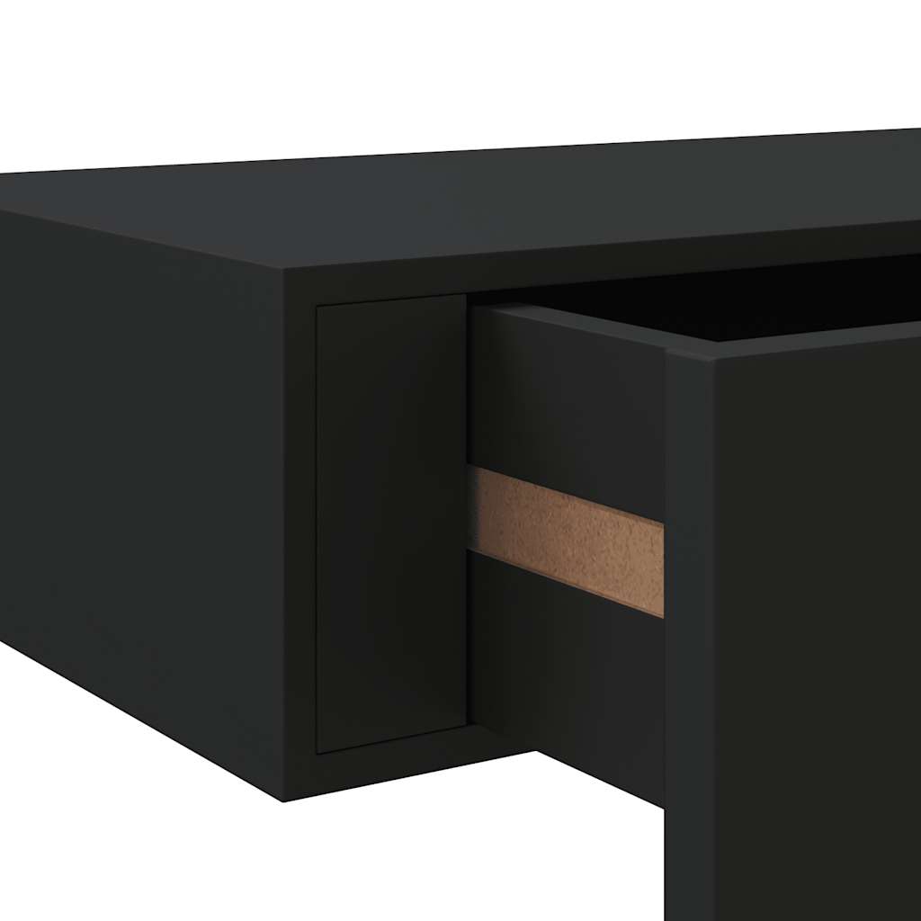 2 db fekete MDF falra szerelhető fiókos polc 60 x 23,5 x 10 cm