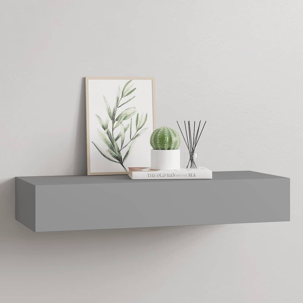 szürke MDF falra szerelhető fiókos polc 60 x 23,5 x 10 cm