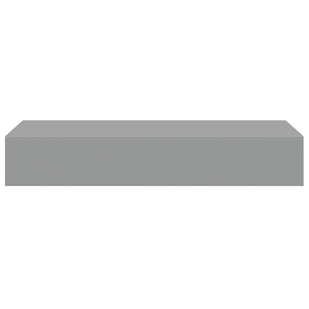 2 db szürke MDF falra szerelhető fiókos polc 60 x 23,5 x 10 cm