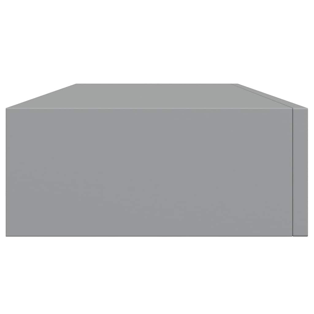 2 db szürke MDF falra szerelhető fiókos polc 60 x 23,5 x 10 cm
