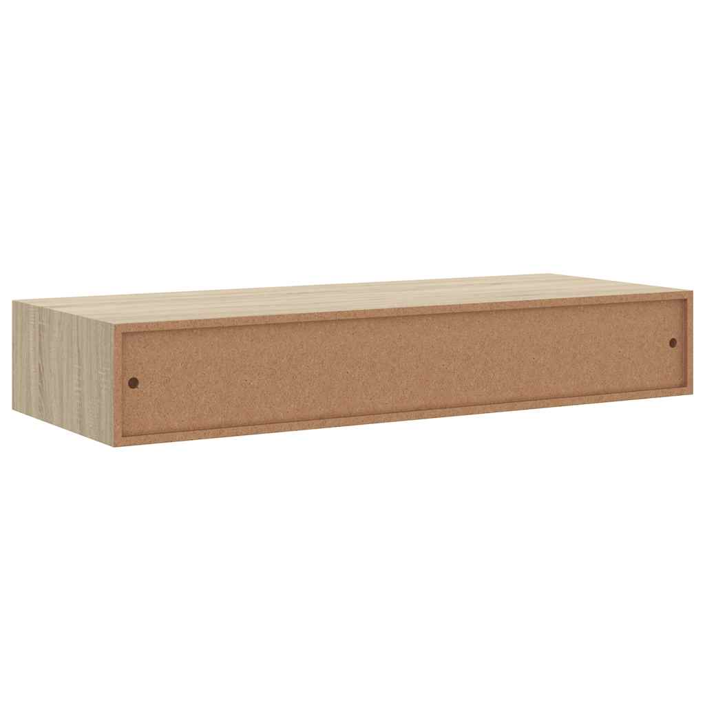 2 db szürke MDF falra szerelhető fiókos polc 60 x 23,5 x 10 cm