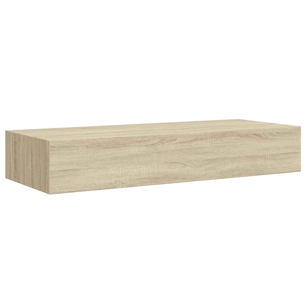 tölgyszínű MDF falra szerelhető fiókos polc 60 x 23,5 x 10 cm