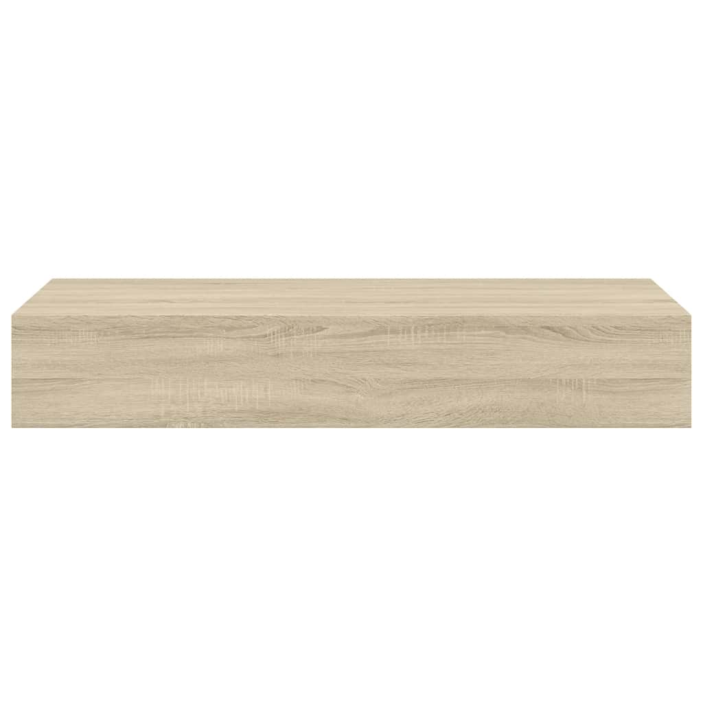 2 db tölgyszínű MDF falra szerelhető fiókos polc 60x23,5x10 cm