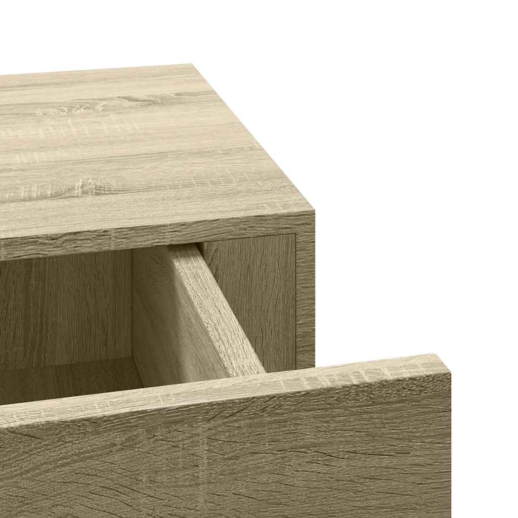 2 db tölgyszínű MDF falra szerelhető fiókos polc 60x23,5x10 cm