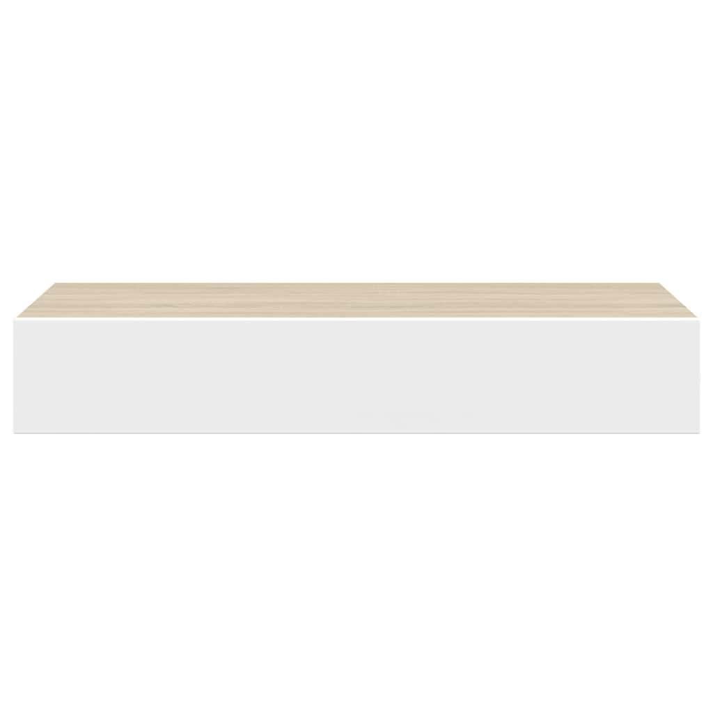 2 db tölgyfa és fehér fali fiókos polc 60 x 23,5 x 10 cm MDF