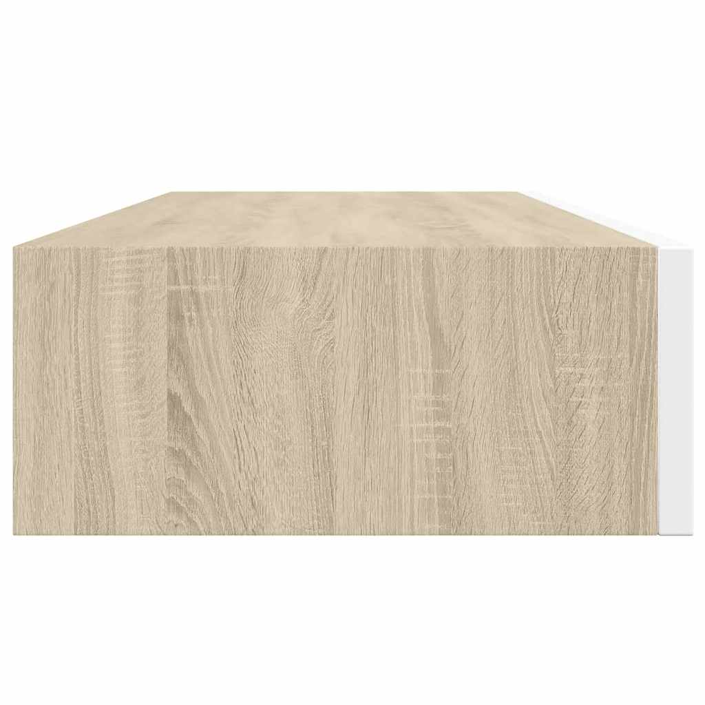 2 db tölgyfa és fehér fali fiókos polc 60 x 23,5 x 10 cm MDF