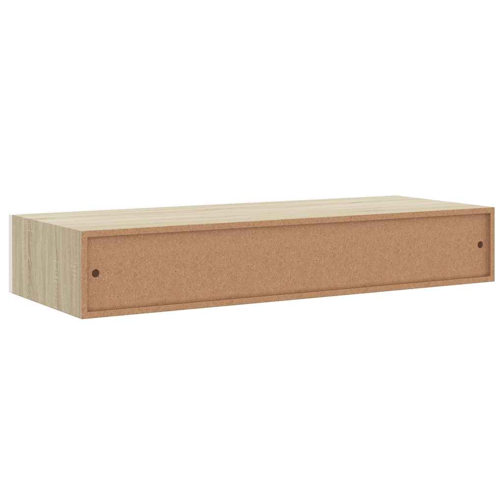 2 db tölgyfa és fehér fali fiókos polc 60 x 23,5 x 10 cm MDF