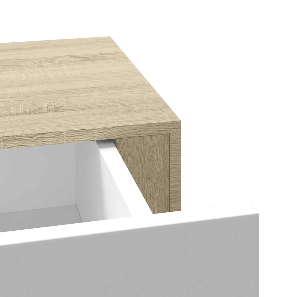2 db tölgyfa és fehér fali fiókos polc 60 x 23,5 x 10 cm MDF