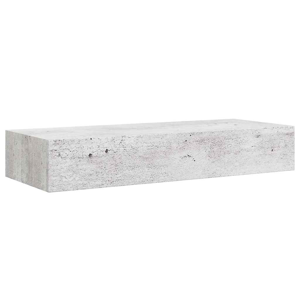 betonszürke MDF falra szerelhető fiókos polc 60 x 23,5 x 10 cm