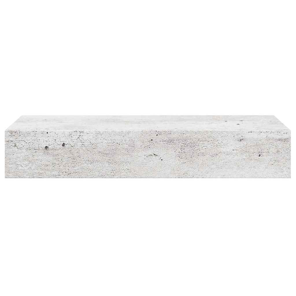 betonszürke MDF falra szerelhető fiókos polc 60 x 23,5 x 10 cm