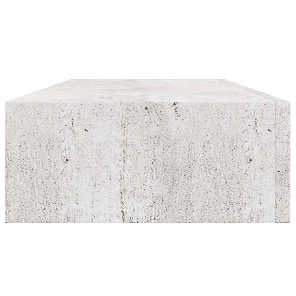 betonszürke MDF falra szerelhető fiókos polc 60 x 23,5 x 10 cm