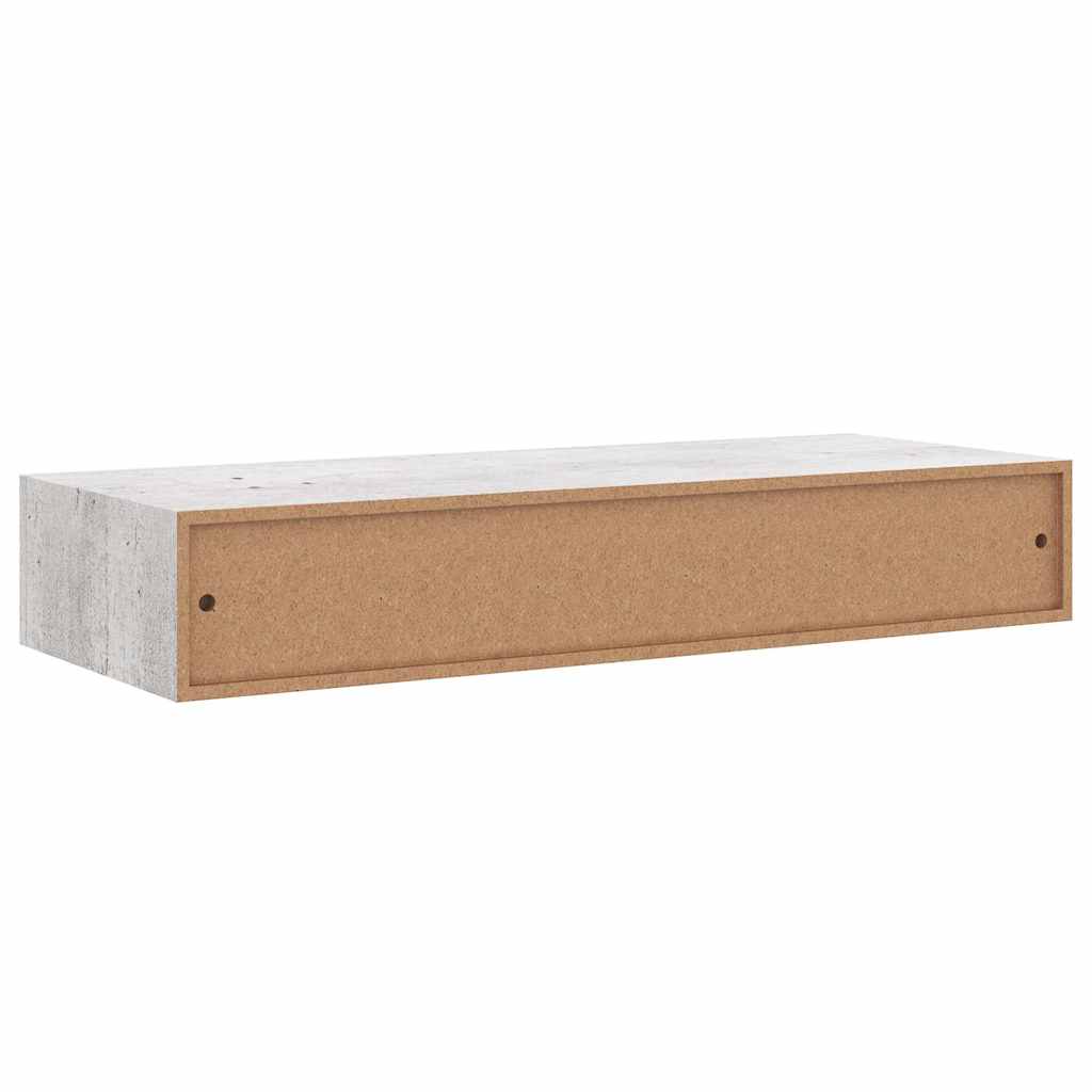 betonszürke MDF falra szerelhető fiókos polc 60 x 23,5 x 10 cm