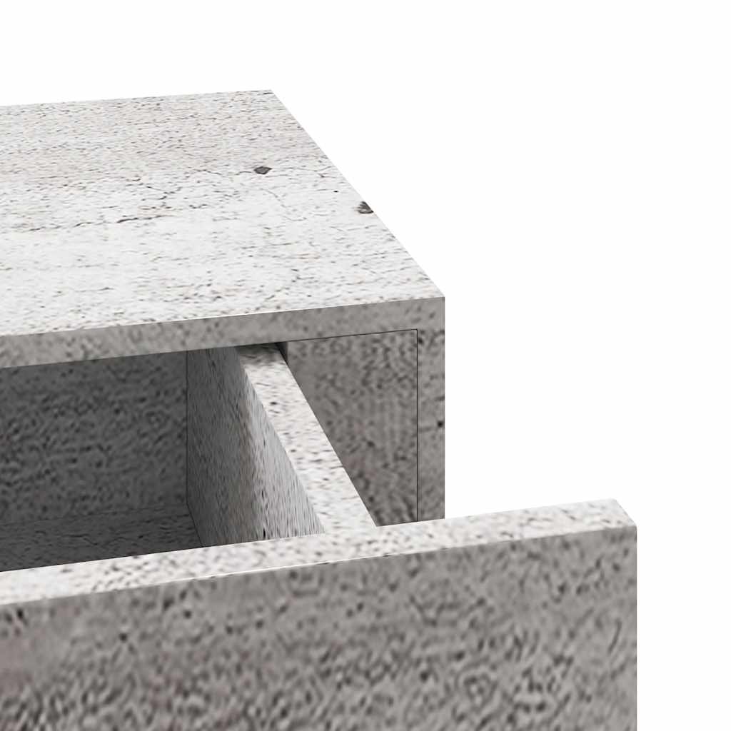 betonszürke MDF falra szerelhető fiókos polc 60 x 23,5 x 10 cm